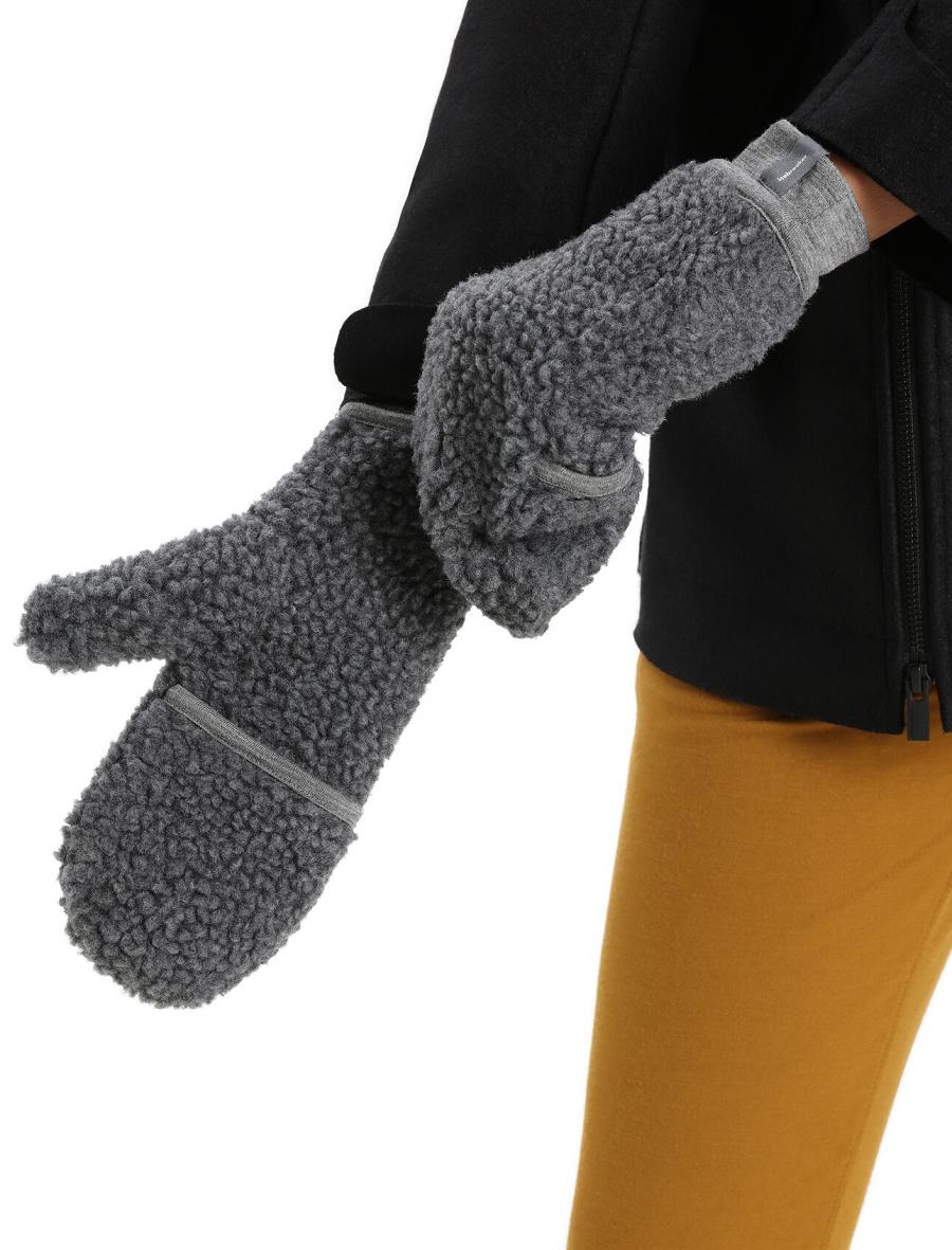 Gritstone Heather Icebreaker Unisex RealFleece™ Merino High Pile Mittens Men's Gloves | AU 1053EBCX